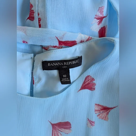 Banana Republic Sky Blue Midi Dress with Crimson Floral Accents - Picture 2 of 8